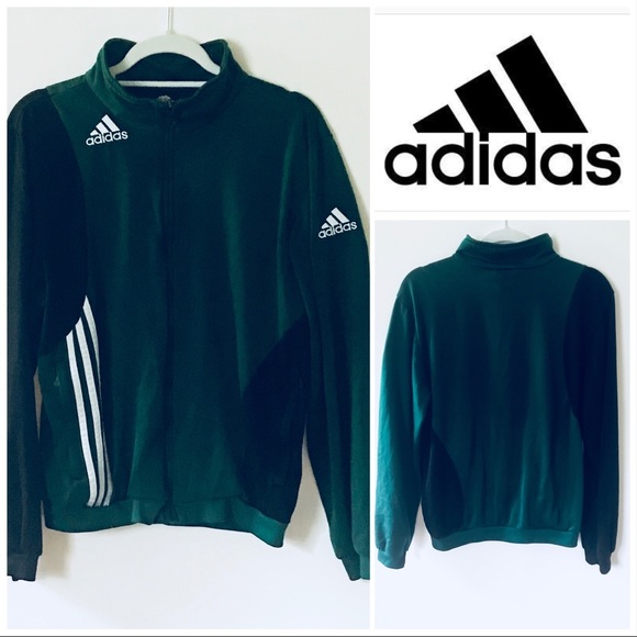 Adidas Jackets & Blazers - Adidas Zip Up Black & Green Logo Jacket